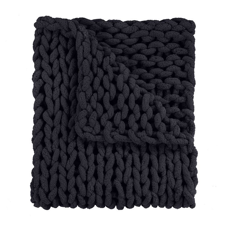 75249828 Donna Sharp Chenille Chunky Throw, Black sku 75249828