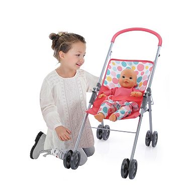 Hauck 14" Toy Baby Doll w/ Folding Baby Doll Stroller Set