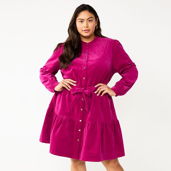 Plus Size DRAPER JAMES RSVP™ Long Sleeve Corduroy Dress