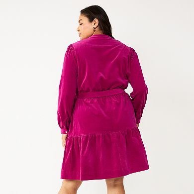 Plus Size DRAPER JAMES RSVP™ Long Sleeve Corduroy Dress