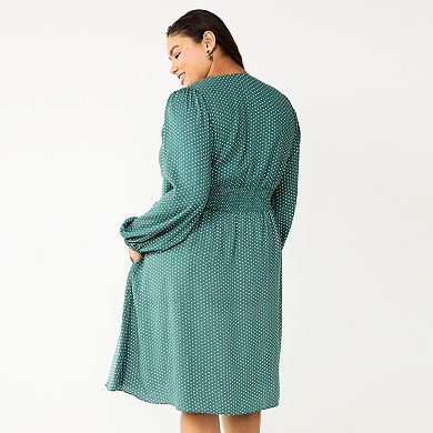 Plus Size Draper James Long Sleeve Cinched Waist Dress