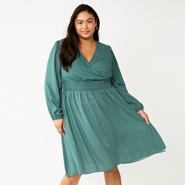 Plus Size DRAPER JAMES RSVP™ Long Sleeve Cinched Waist Dress