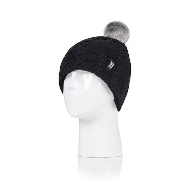 Girls 7-16 Heat Holders Cable Knit Heatweaver Pom Pom Hat