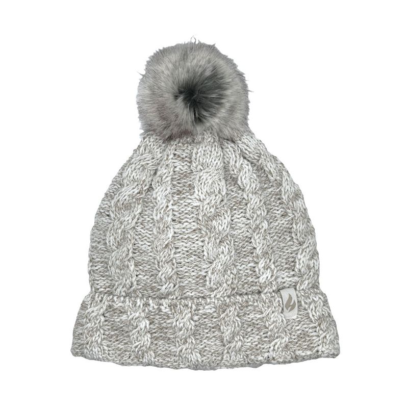 Girls Heat Holders Cable Knit Heatweaver Pom Pom Hat,