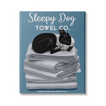 Stupell Home Decor Sleepy Dog Boston Terrier Bathroom Canvas Wall Decor