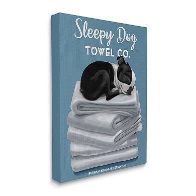 Stupell Home Decor Sleepy Dog Boston Terrier Bathroom Wall Decor