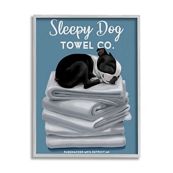 Stupell Home Decor Sleepy Dog Boston Terrier Bathroom Wall Decor