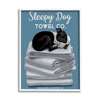 Stupell Home Decor Sleepy Dog Towel Co. Boston Terrier Framed Wall Art