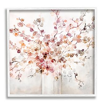 Stupell Home Decor Abstract Warm Floral Vine Bouquet Wall Decor - White Frame