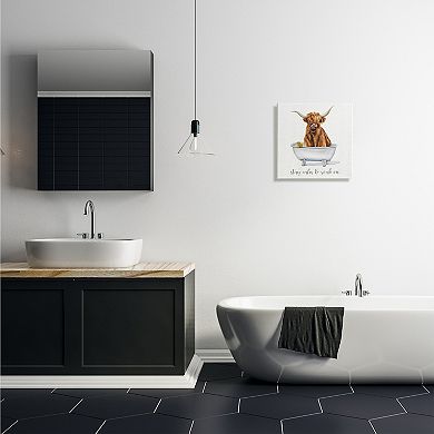 Stupell Home Decor Highland Cattle Bathtub Stay Calm Soak On Phrase Canvas Wall Decor
