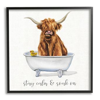 Stupell Home Decor Highland Cattle Bathtub Stay Calm Soak On Phrase Wall Decor