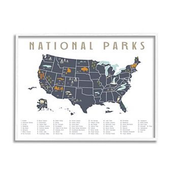 Stupell Home Decor United States National Parks Adventure Map Wall Decor
