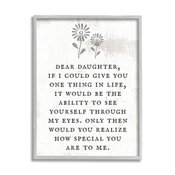 Stupell Home Decor Dear Daughter How Special You Are Framed Wall Decor