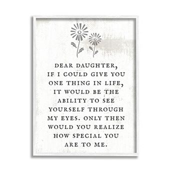 Stupell Home Decor Dear Daughter How Special You Are Framed Wall Decor