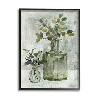 Stupell Home Decor Herbal Plants Green Leaves Country Vase Painting