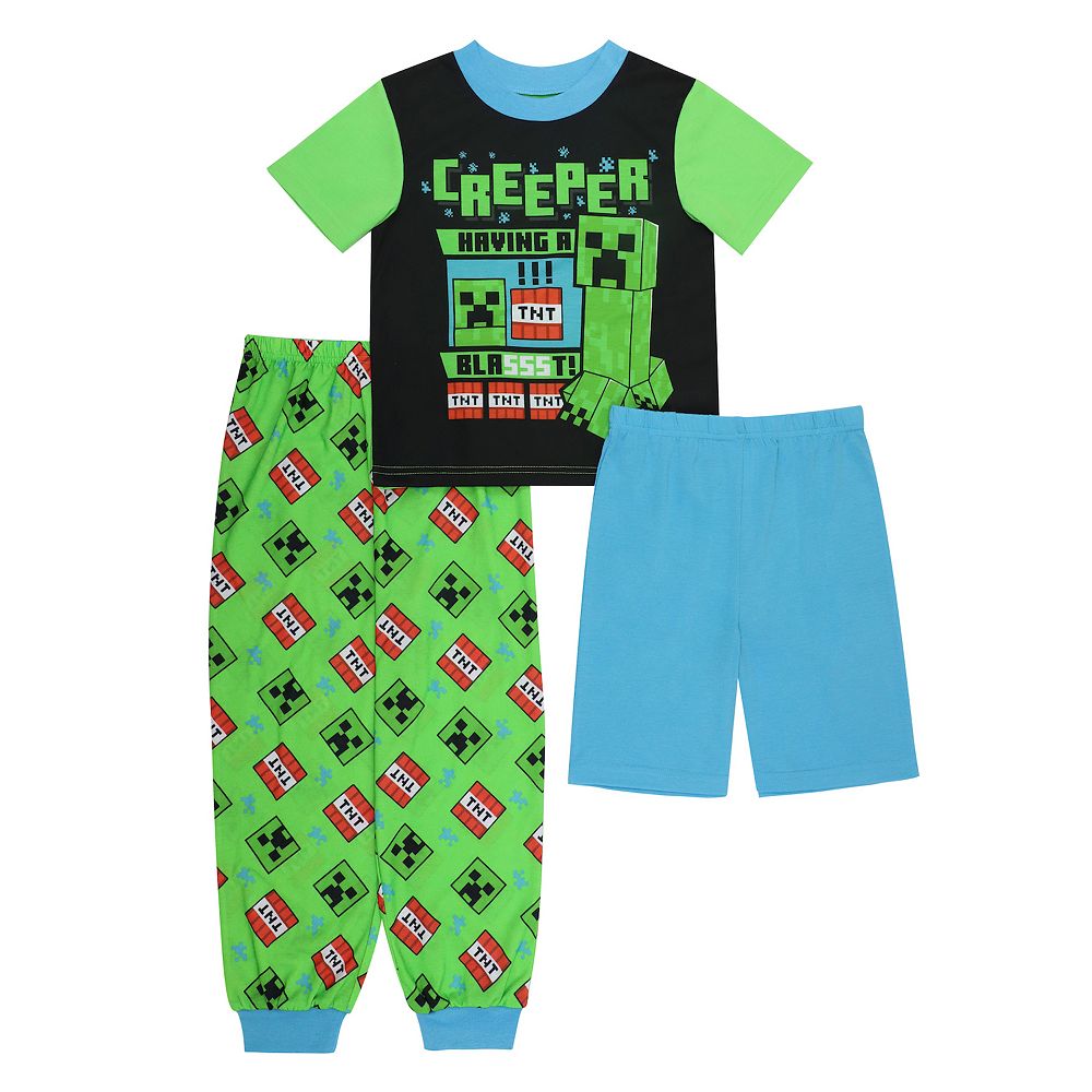 Boys 6-12 Minecraft Creeper "Having a Blassst" 3-Piece Pajama Set