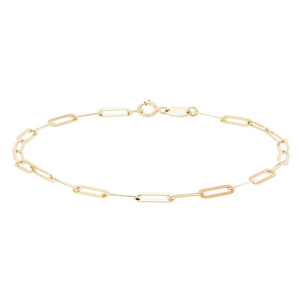 10k Gold Paper Clip Chain Bracelet