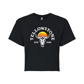 Juniors' Yellowstone Skull Cropped Tee
