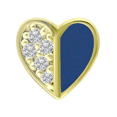 Aleure Precioso Sterling Silver Enamel & Cubic Zirconia Heart Stud Earrings