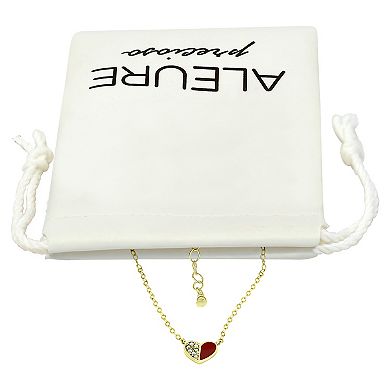 Aleure Precioso Sterling Silver Enamel & Cubic Zirconia Heart Necklace