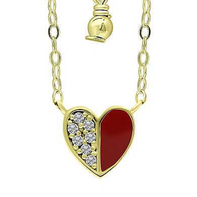 Aleure Precioso Sterling Silver Enamel & Cubic Zirconia Heart Necklace