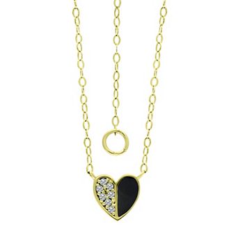 Aleure Precioso Sterling Silver Enamel & Cubic Zirconia Heart Necklace