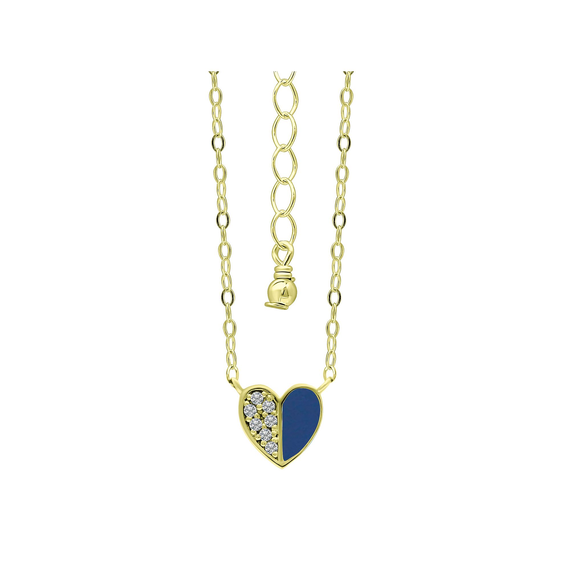 Aleure Precioso Sterling Silver Enamel & Cubic Zirconia Heart Necklace, Wo