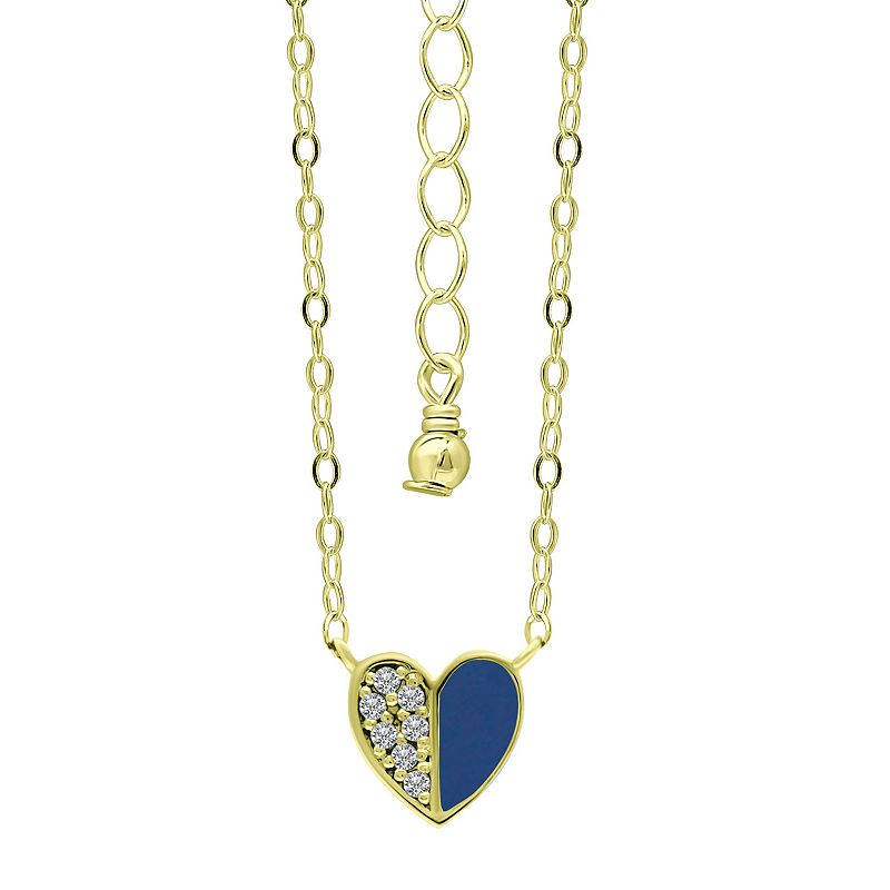 Aleure Precioso Sterling Silver Enamel & Cubic Zirconia Heart Necklace, Wo