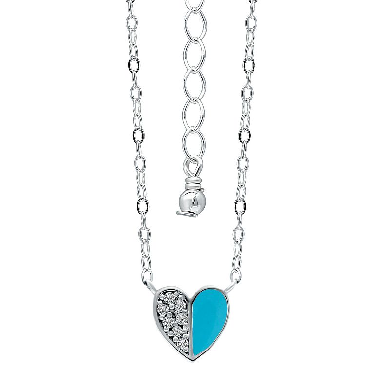 Aleure Precioso Sterling Silver Enamel & Cubic Zirconia Heart Necklace, Wo