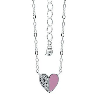 Aleure Precioso Sterling Silver Enamel & Cubic Zirconia Heart Necklace