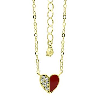 Aleure Precioso Sterling Silver Enamel & Cubic Zirconia Heart Necklace