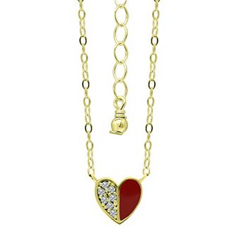 Aleure Precioso Sterling Silver Enamel & Cubic Zirconia Heart Necklace