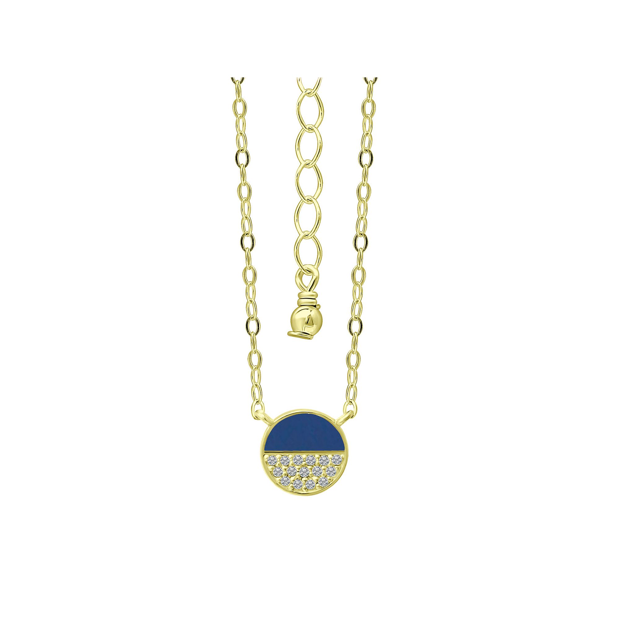 Aleure Precioso 18k Gold Over Sterling Silver Enamel & Cubic Zirconia Roun