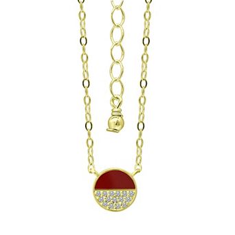Aleure Precioso 18k Gold Over Sterling Silver Enamel & Cubic Zirconia Round Necklace