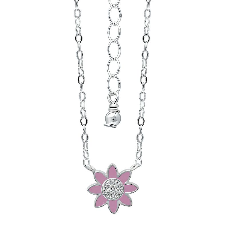 Aleure Precioso Sterling Silver Enamel & Cubic Zirconia Flower Necklace, W