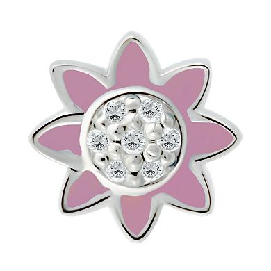 Aleure Precioso Sterling Silver Enamel & Cubic Zirconia Flower Stud Earrings