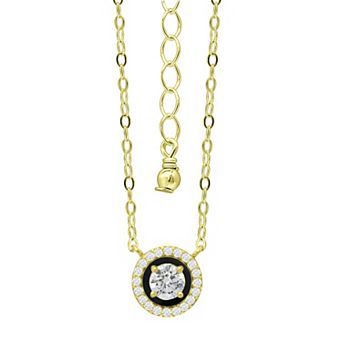 Aleure Precioso 18k Gold Over Sterling Silver Enamel & Cubic Zirconia Halo Necklace