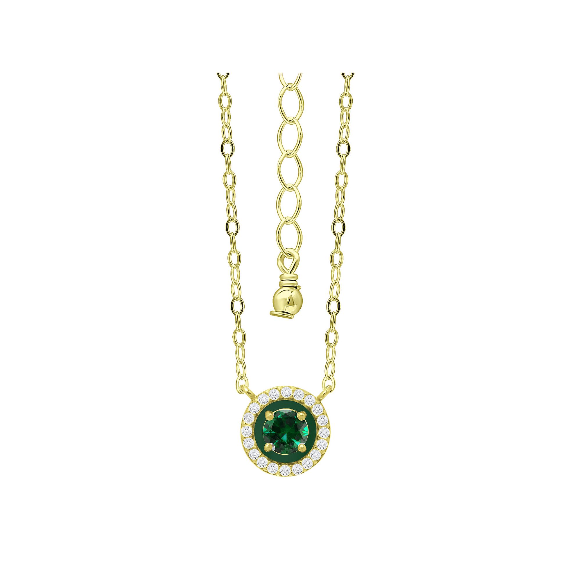 Aleure Precioso 18k Gold Over Sterling Silver Enamel & Cubic Zirconia Halo