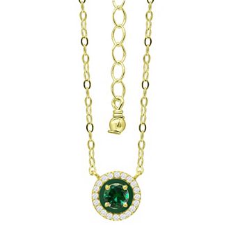 Aleure Precioso 18k Gold Over Sterling Silver Enamel & Cubic Zirconia Halo Necklace