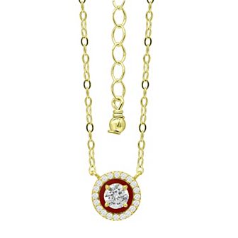 Aleure Precioso 18k Gold Over Sterling Silver Enamel & Cubic Zirconia Halo Necklace