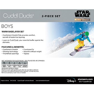 Boys Cuddl Duds Mandolorian The Child Stretch 2-piece Base Layer Set