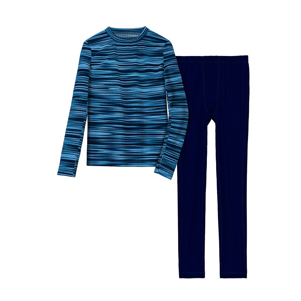 Boys 4-18 Cuddl Duds Texture Grid 2-Piece Base Layer Set