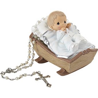Precious Moments Cradled In His Love Boy Rosary & Rosary Box Table Decor 2 pc Set