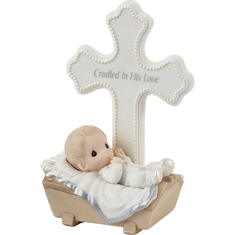 Precious Moments Cradled In His Love Boy Cross Figurine Table Decor, Multic