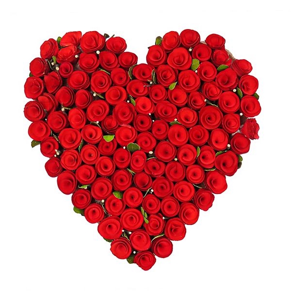 National Tree Company Artificial 17-in. Red Floral Valentine's Heart ...