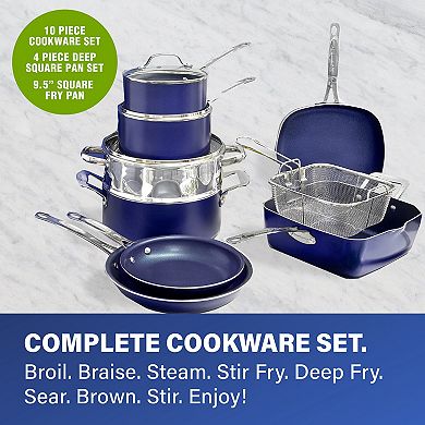 Granitestone Diamond Classic Blue 20-pc. Nonstick Cookware & Bakeware Set