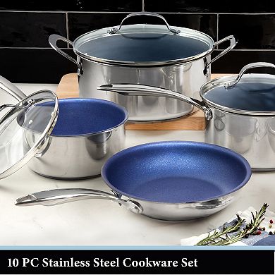 Granitestone Diamond 10-pc. Stainless Steel Nonstick Cookware Set