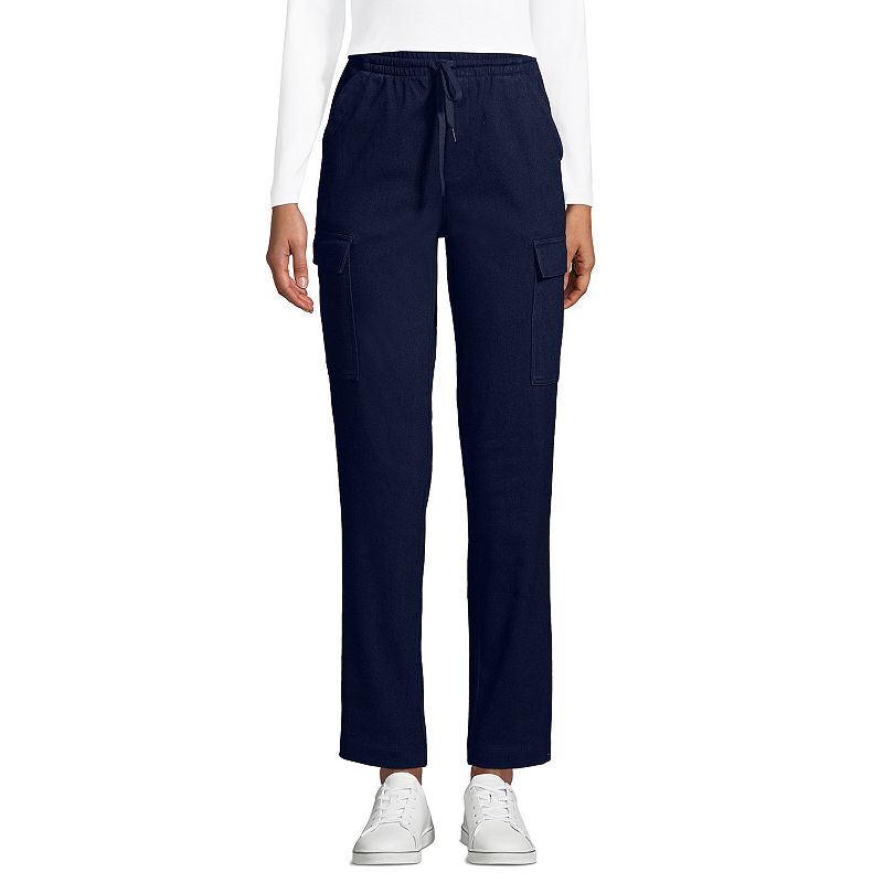 Petite Lands End Pull-On Sport Denim High-Rise Cargo Pants, Womens, Size: