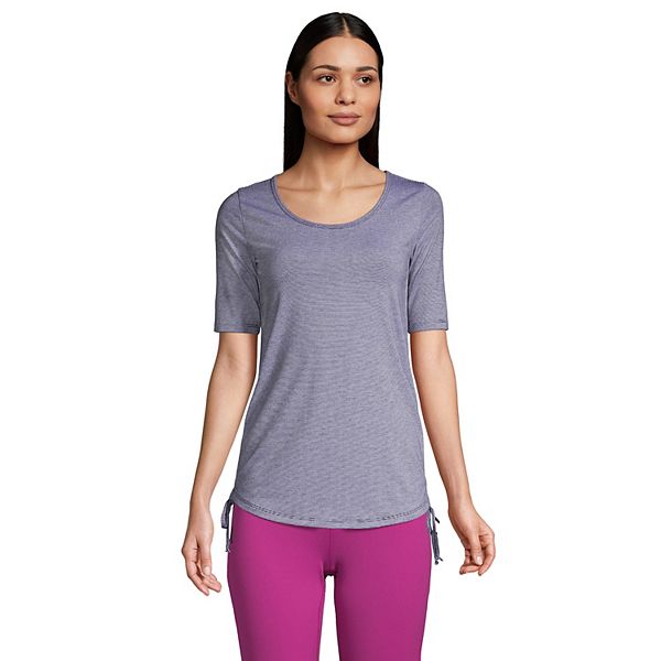 Women's Lands' End Power Performance Elbow Sleeve Drawstring Top