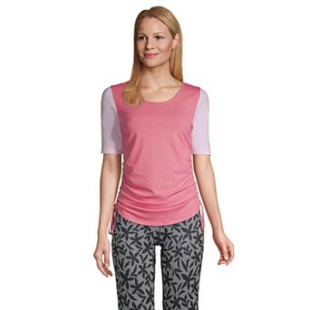 Women's Lands' End Power Performance Elbow Sleeve Drawstring Top